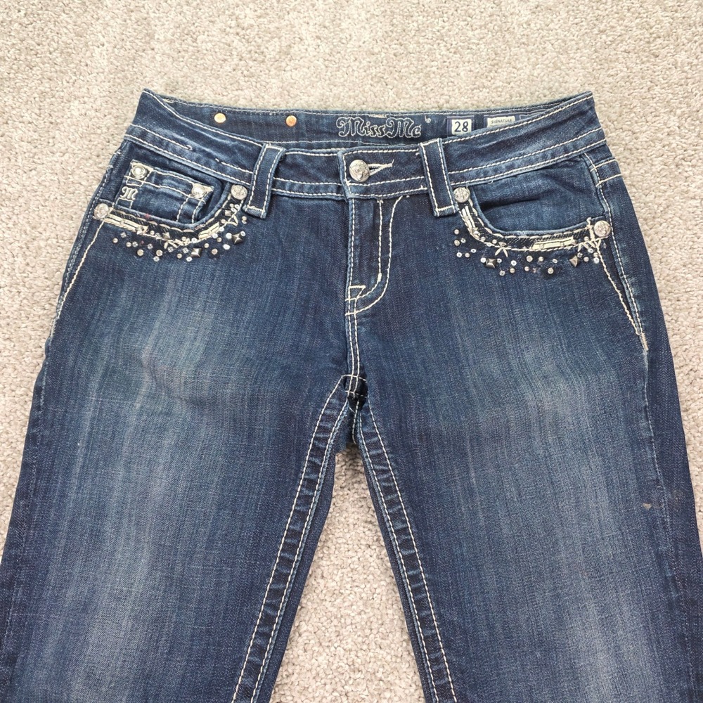Miss Me Signature Skinny Jeans Dark Wash Embellished Studded JP816552 Size 28 - Picture 11 of 11
